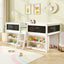 Lit mezzanine bas enfant taille twin avec rampe en tableau noir et bibliothèques - Blanc