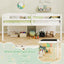 Lit mezzanine bas enfant taille twin avec rampe en tableau noir et bibliothèques - Blanc