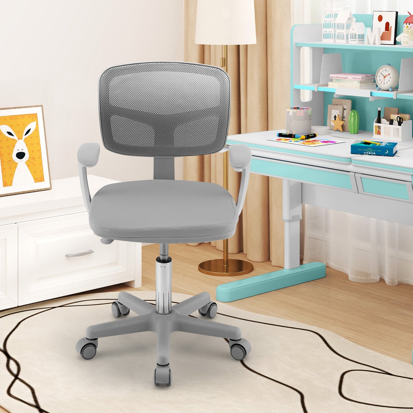 Silla de Escritorio Ajustable para Niños - Gris