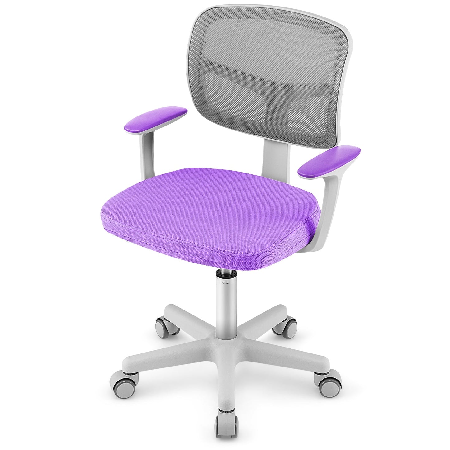 Adjustable Purple Desk Chair with Auto Brake Casters for Kids