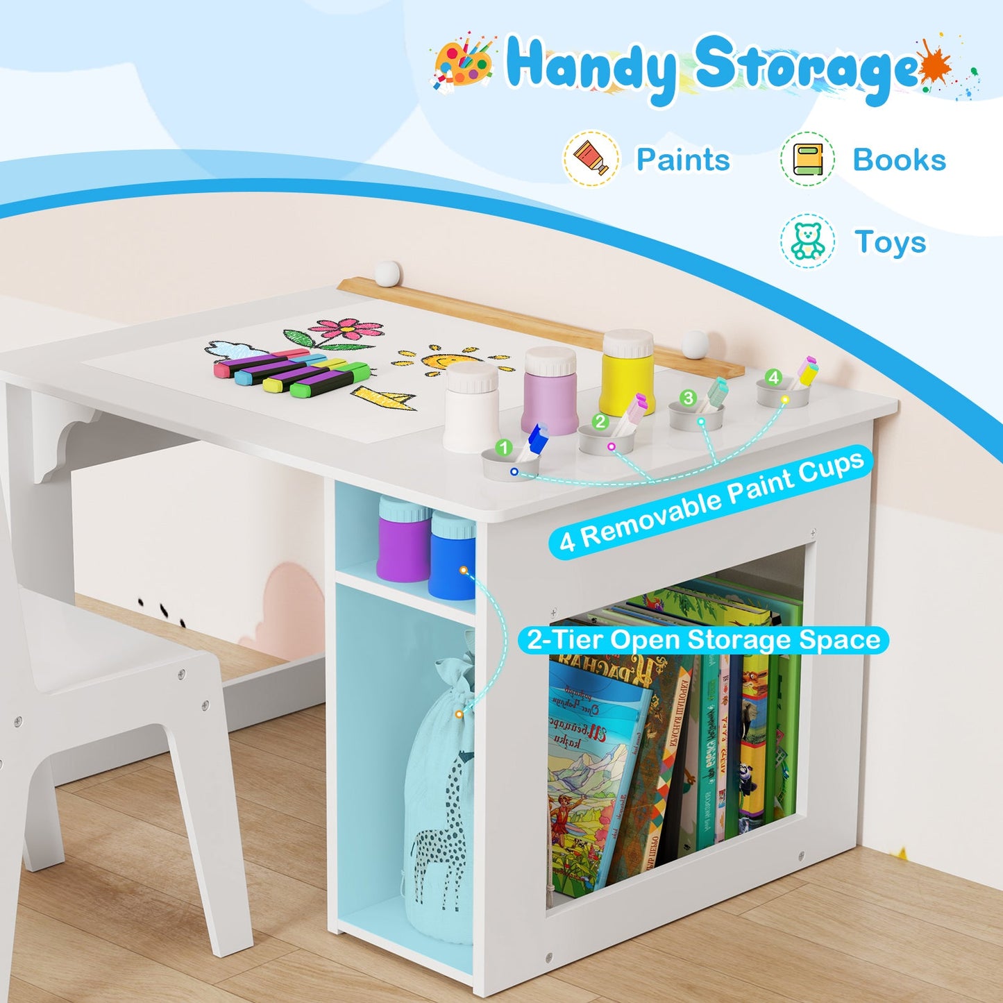 Ensemble de table et chaise d'art pour enfants - Blanc