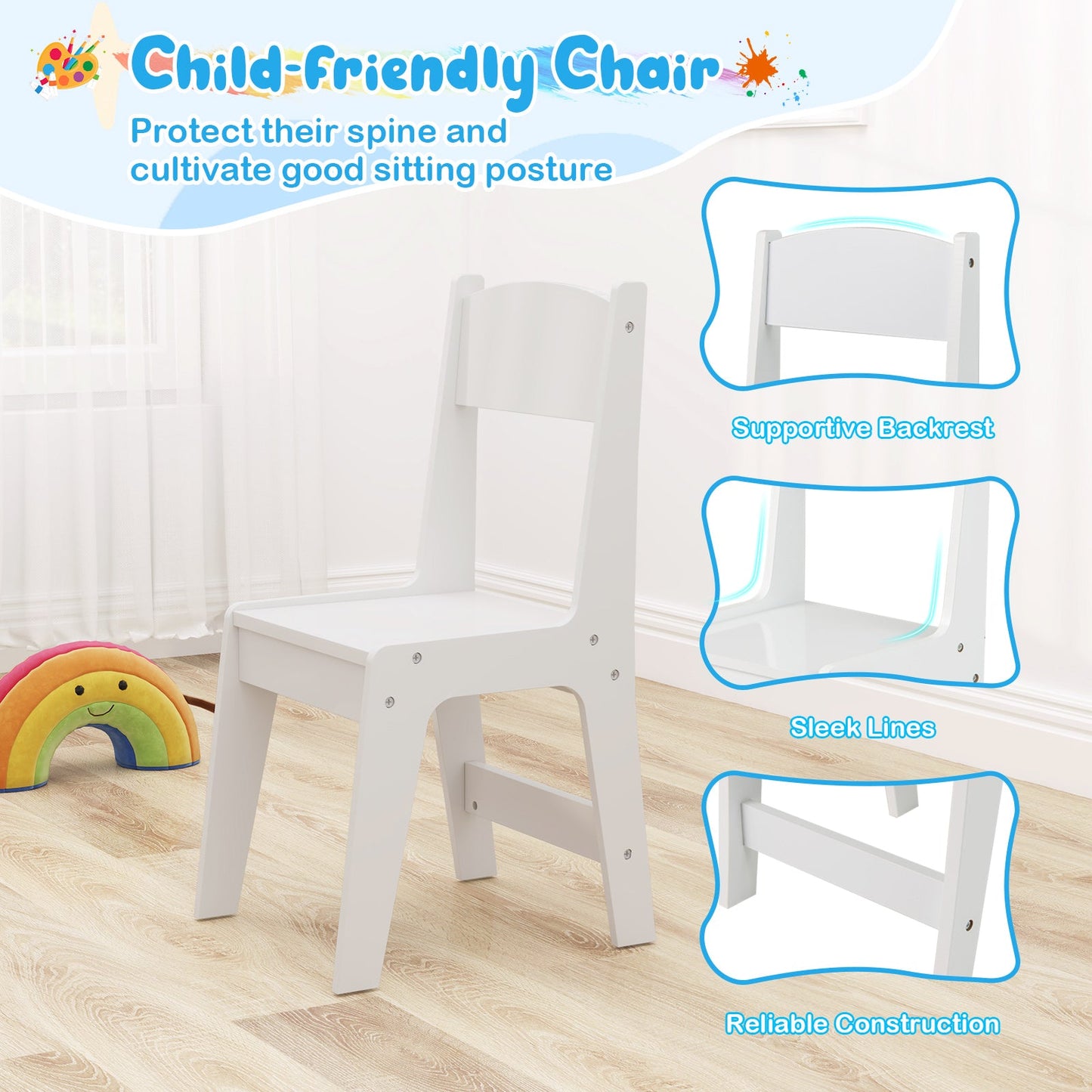 Ensemble de table et chaise d'art pour enfants - Blanc