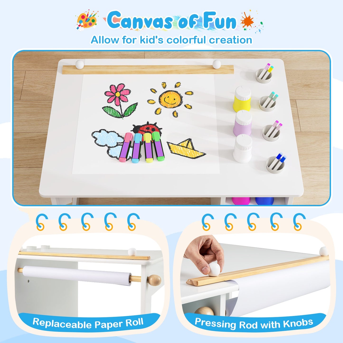Ensemble de table et chaise d'art pour enfants - Blanc