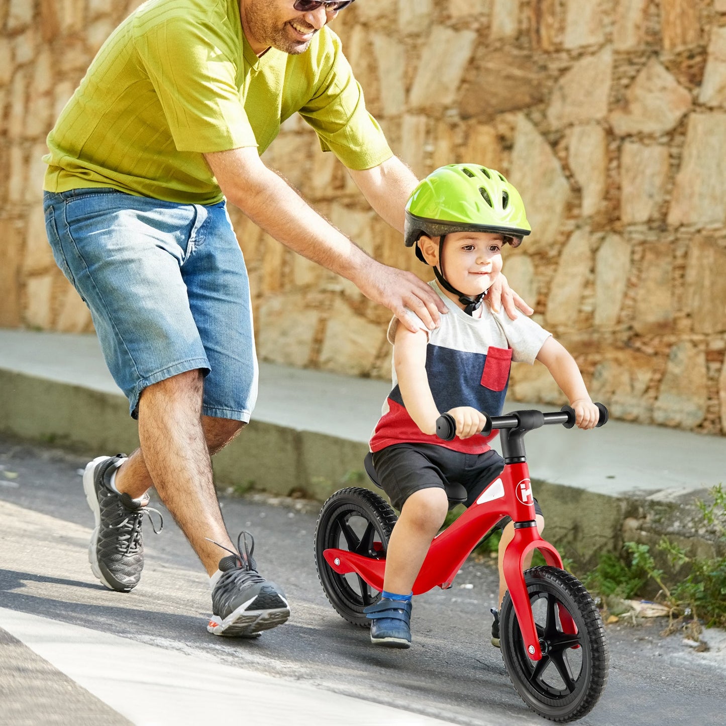 Kids Balance Bike with Rotatable Handlebar - Red