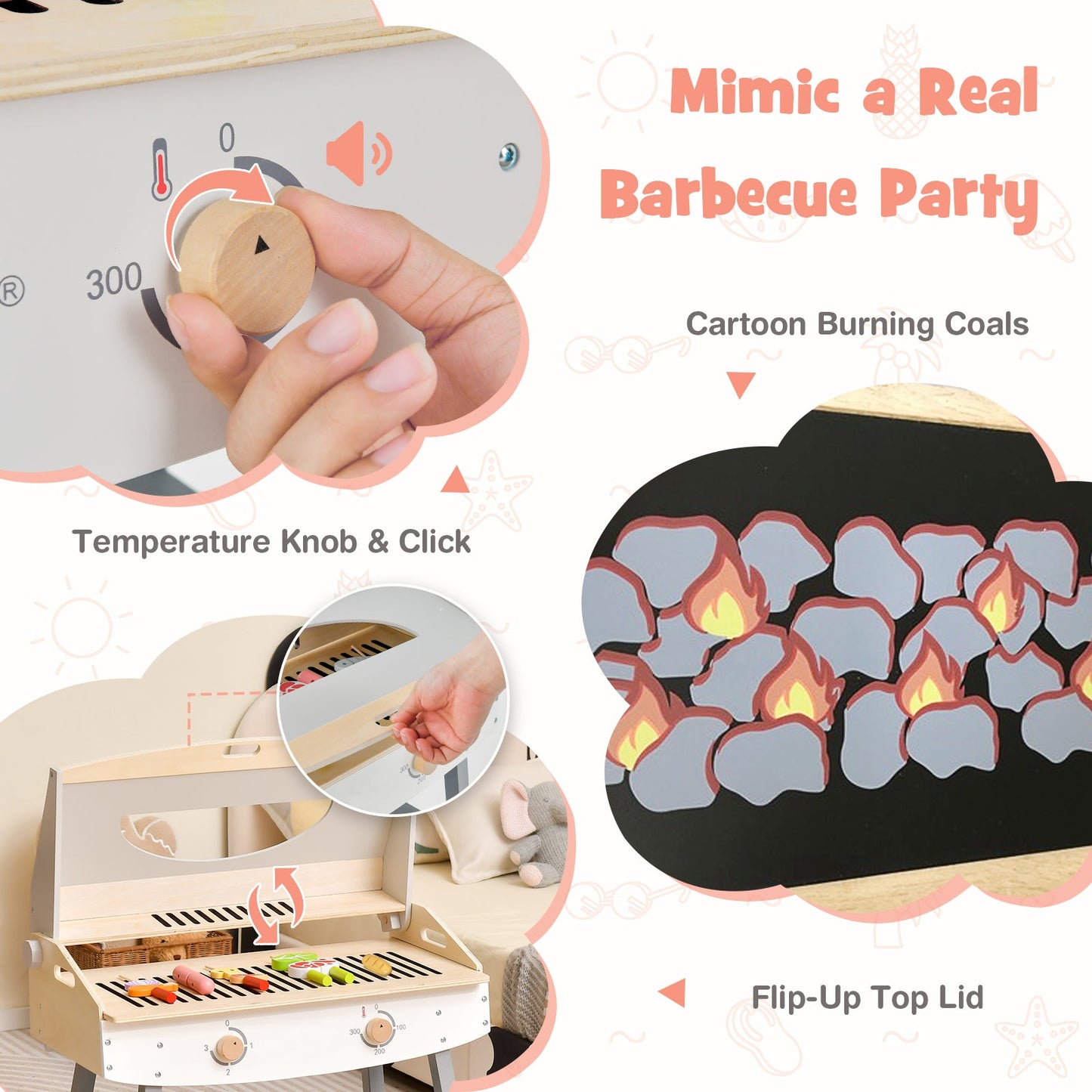 Kids Barbecue Grill Playset for Creative Play