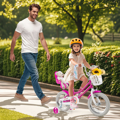 14-Inch Kids Bike with Training Wheels and Dual Brake System