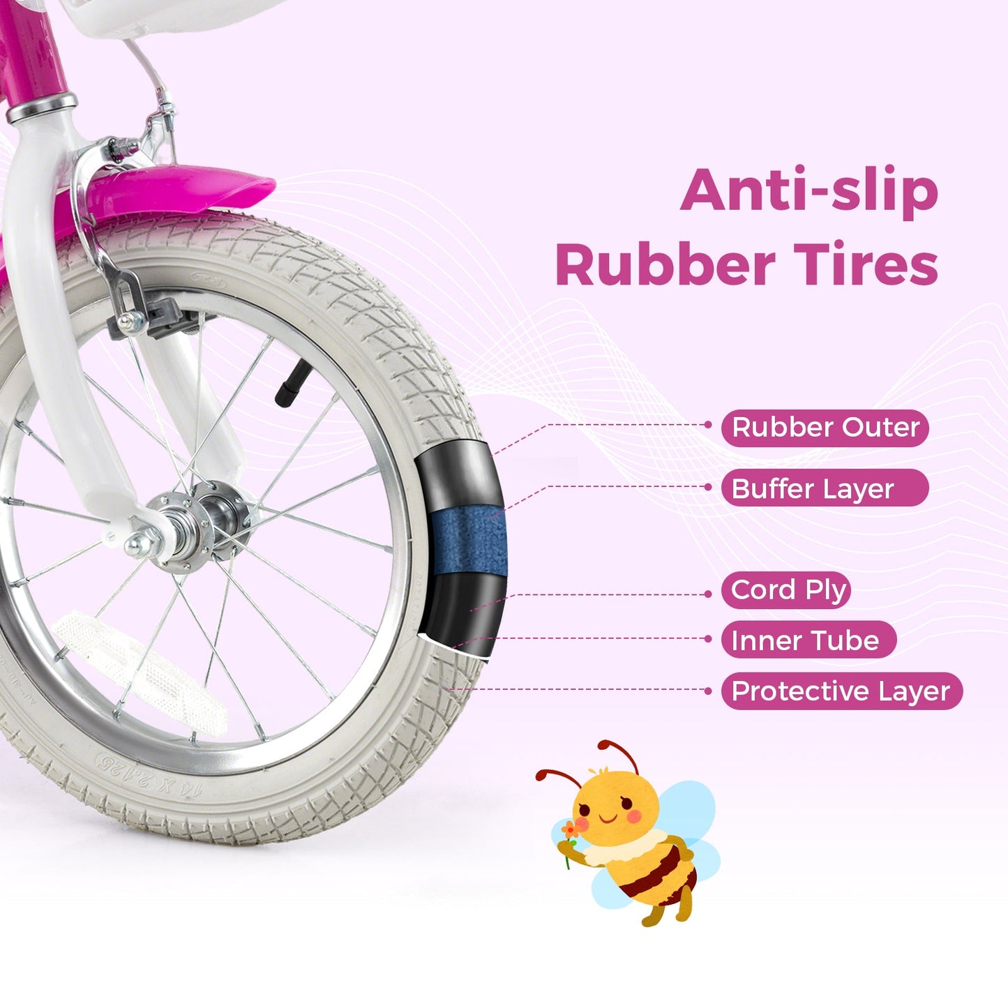14-Inch Kids Bike with Training Wheels and Dual Brake System