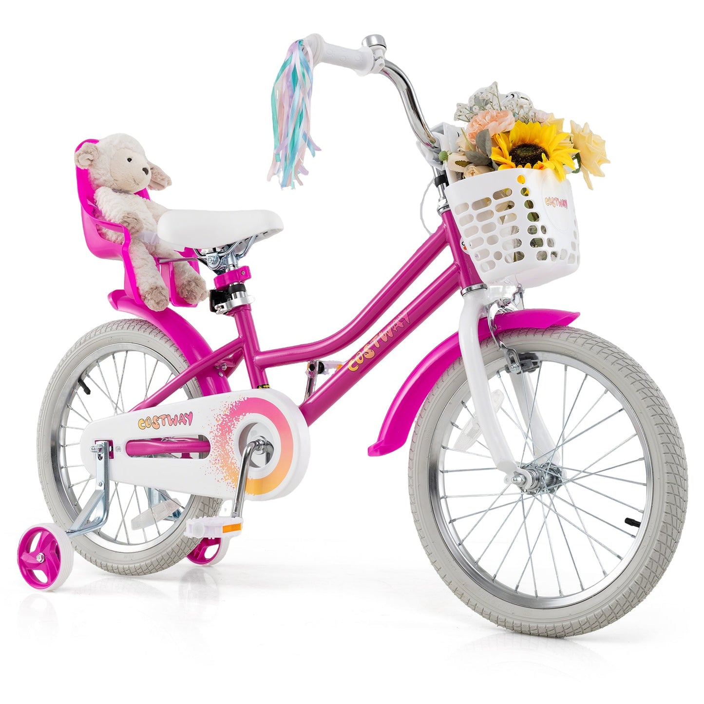 Vélo pour enfants de 18 pouces avec roues d'entraînement et système de freinage double