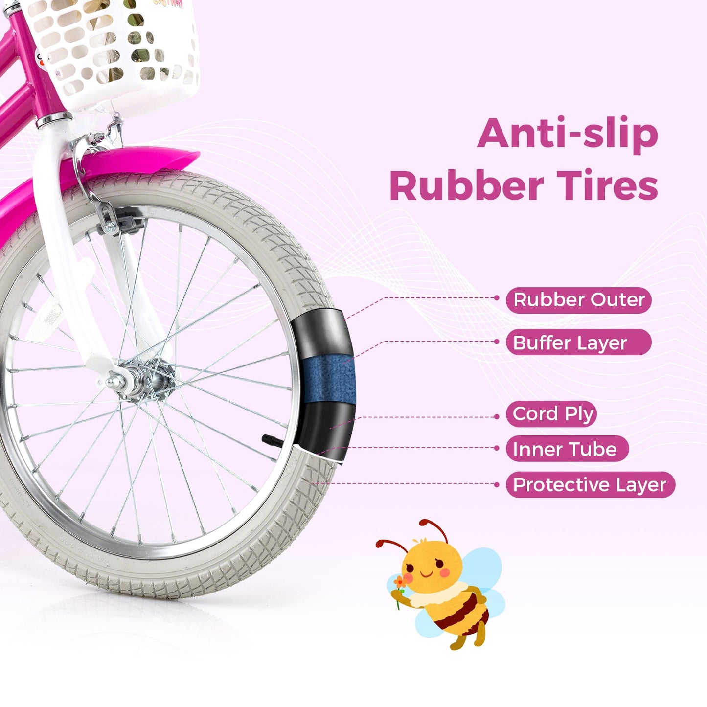 Vélo pour enfants de 18 pouces avec roues d'entraînement et système de freinage double