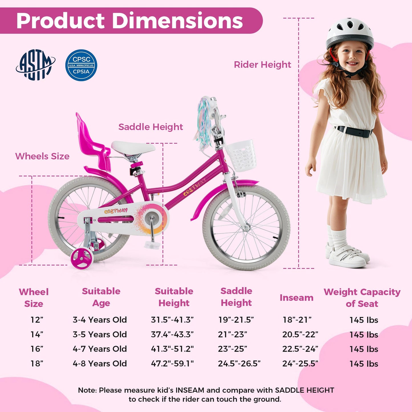 Vélo pour enfants de 18 pouces avec roues d'entraînement et système de freinage double