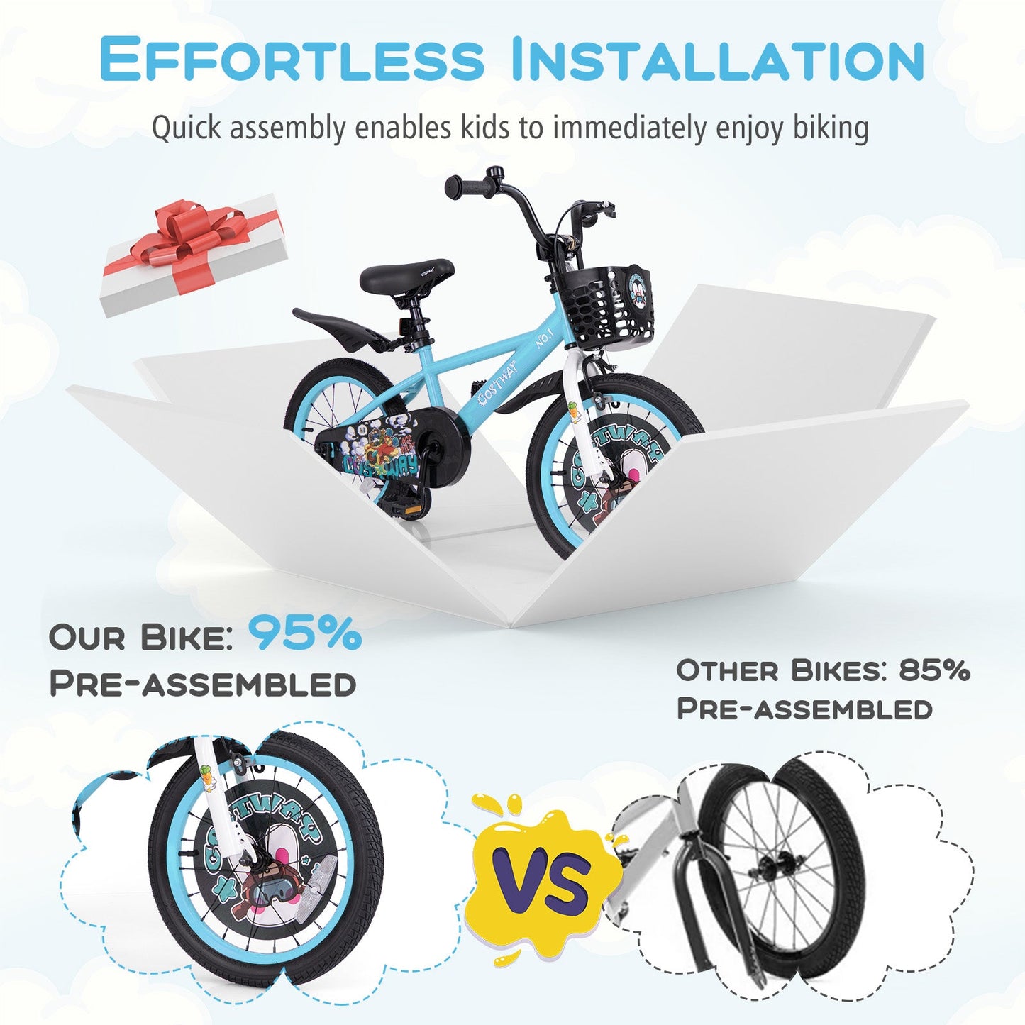 Vélo pour enfants de 16 pouces avec caractéristiques ajustables pour les 4-8 ans