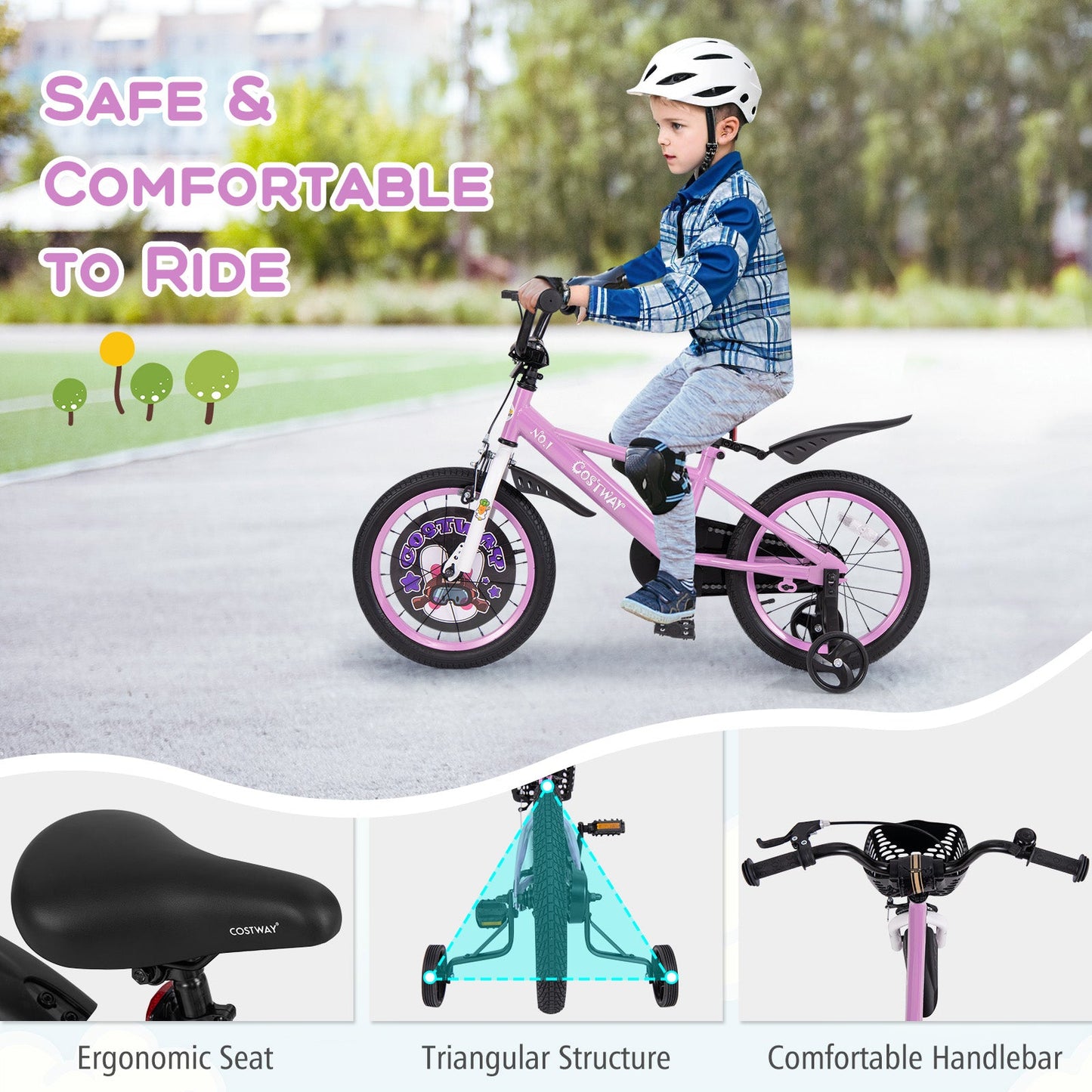 Bicicleta para Niños de 16 Pulgadas para Edades de 4 a 8 Años con Características Ajustables
