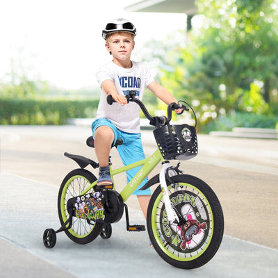 Vélo pour enfants de 18 pouces avec roues d'entraînement réglables