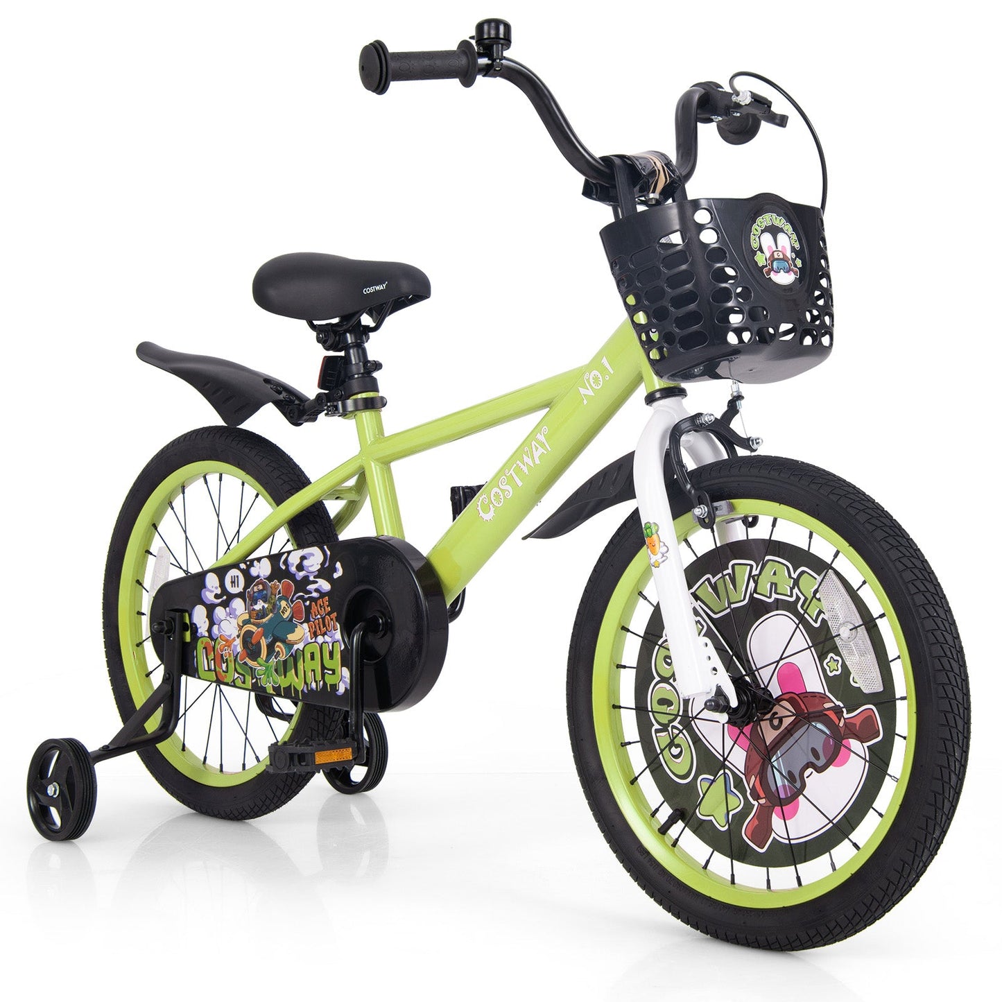 Bicicleta para Niños de 18 Pulgadas con Ruedas de Entrenamiento Ajustables