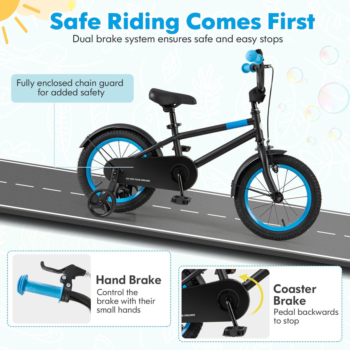 Bicicleta para Niños con Manillar y Sillín Ajustables - 14 Pulgadas
