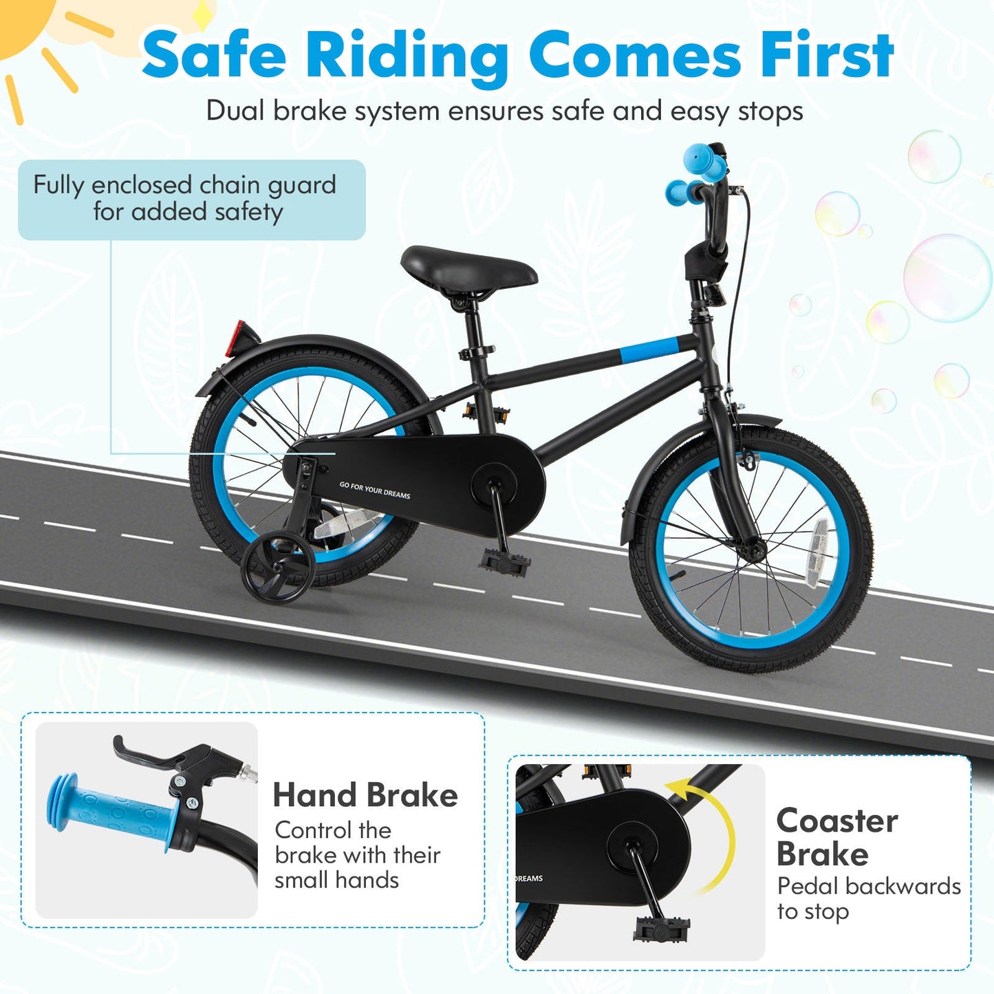 Vélo pour enfants avec guidon et selle réglables - 16 pouces