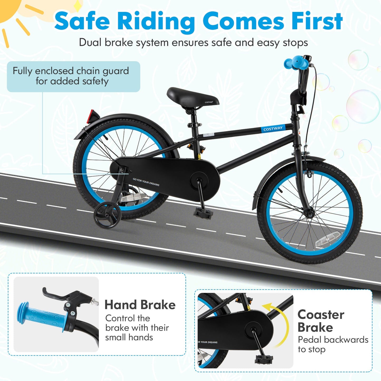 Vélo pour enfants réglable - 18 pouces noir