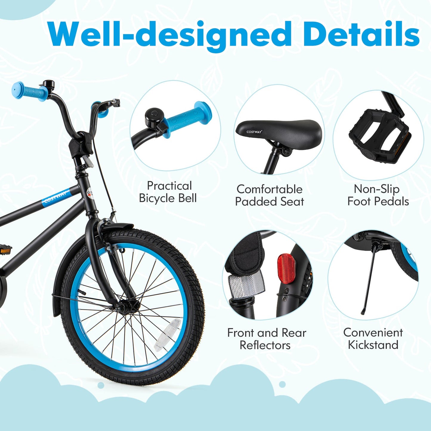 Vélo pour enfants réglable - 18 pouces noir