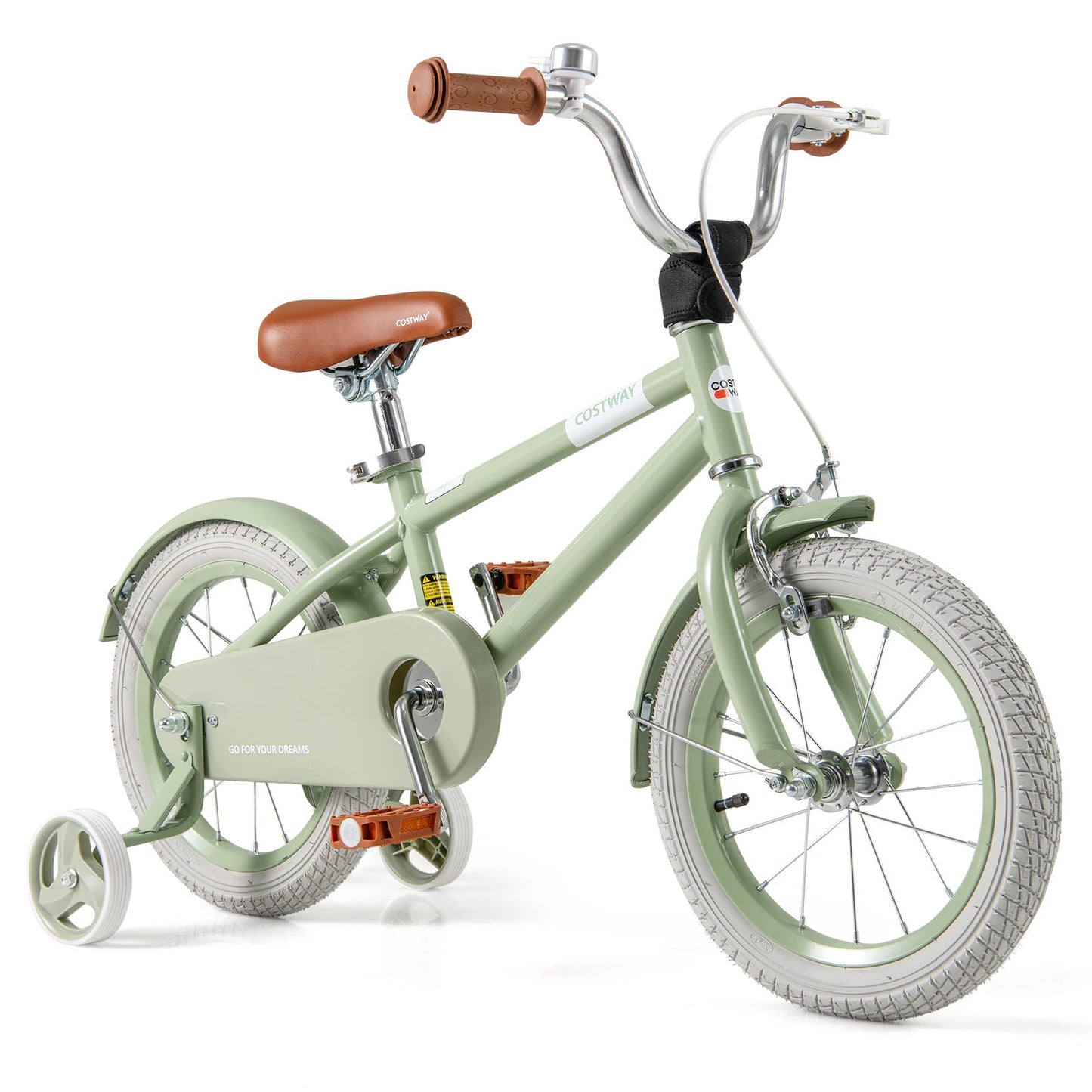 Vélo pour enfants avec guidon et selle réglables - Vert, 14 pouces