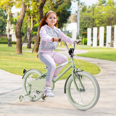 Kids Bike with Adjustable Handlebar and Saddle - Green 18 Inches