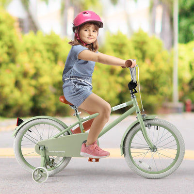 Kids Bike with Adjustable Handlebar and Saddle - Green 18 Inches