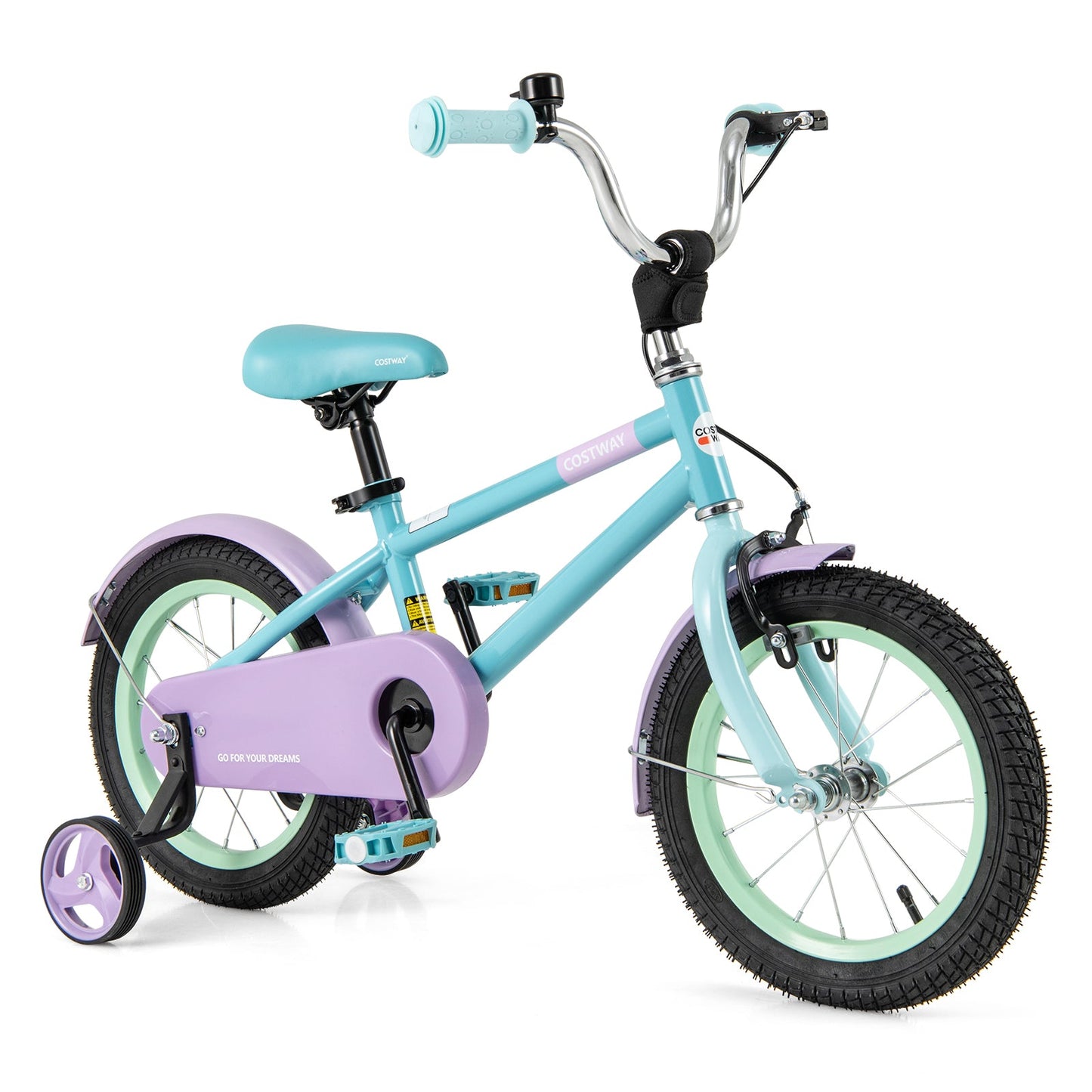 Bicicleta para Niños con Manillar y Sillín Ajustables - Morado 14 Pulgadas