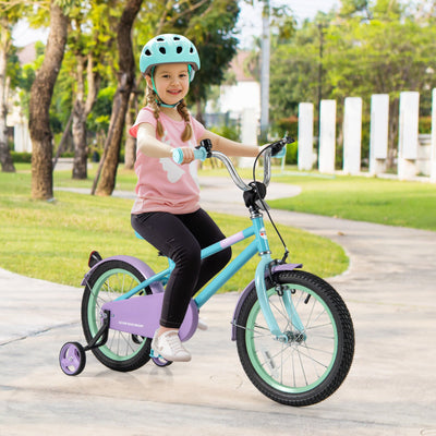 Kids Bike with Adjustable Handlebar and Saddle - 16 Inches, Purple