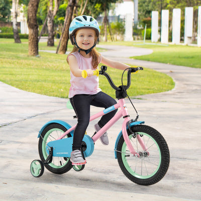 Adjustable Kids Bike - Pink 14 Inches