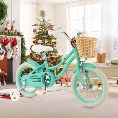 14-Inch Kids Bike with Training Wheels - Green