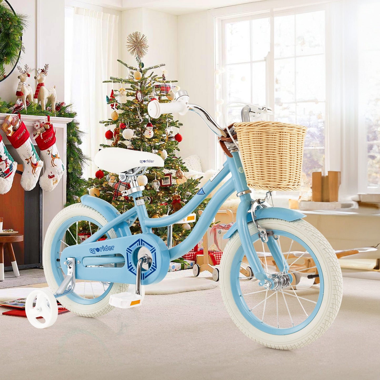 Vélo pour enfants de 14 pouces avec roues d'entraînement - Bleu