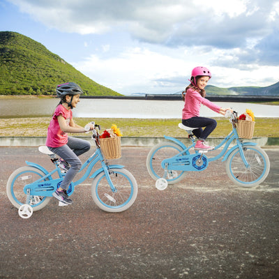 Vélo pour enfants de 16 pouces avec roues d'entraînement - Bleu
