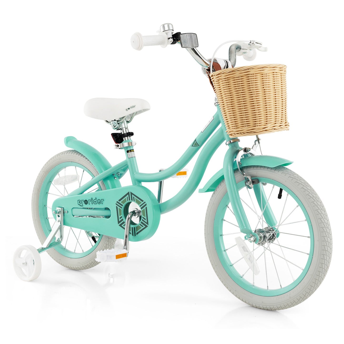 Bicicleta para Niños de 16 Pulgadas con Ruedas de Entrenamiento - Verde