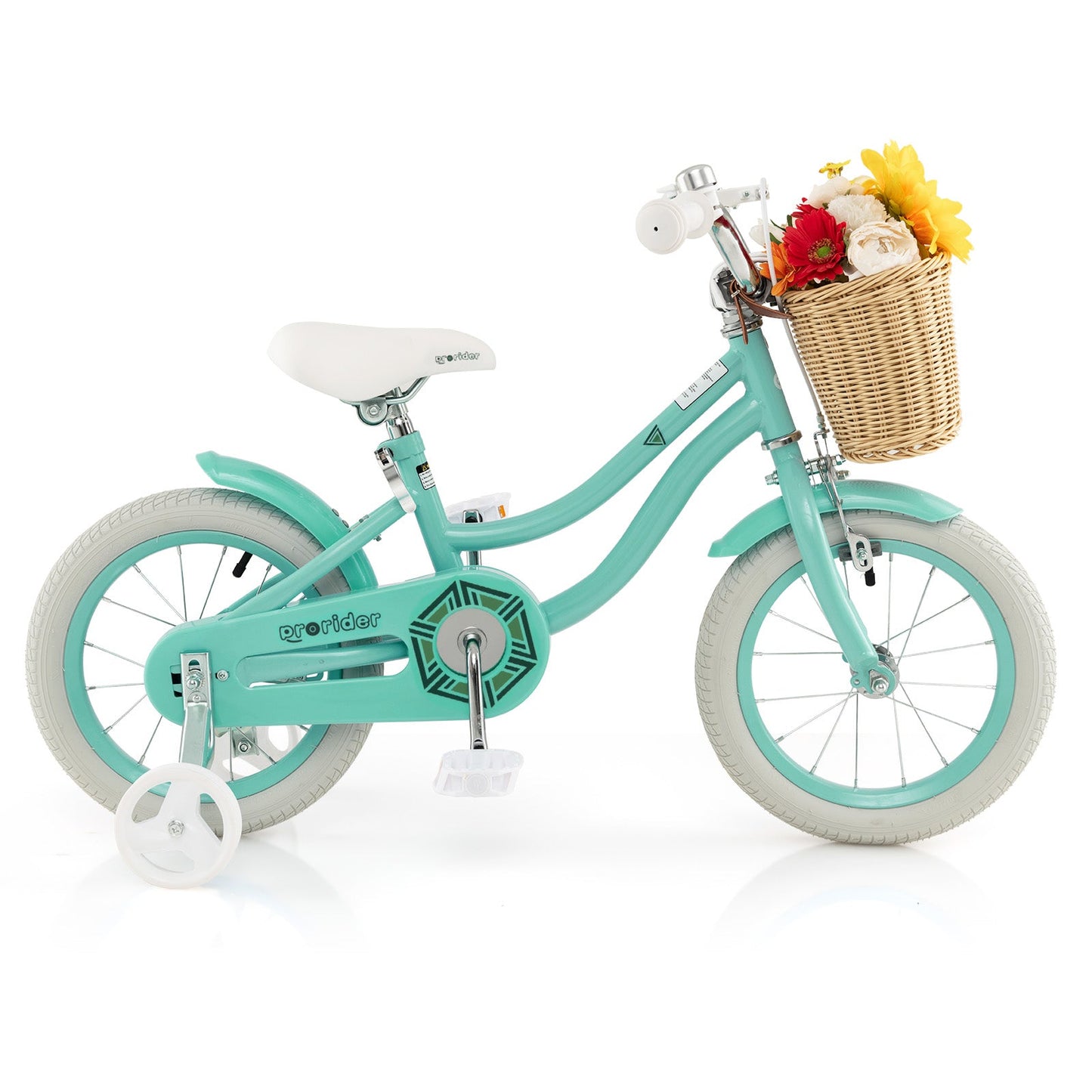 14-Inch Kids Bike with Training Wheels - Green
