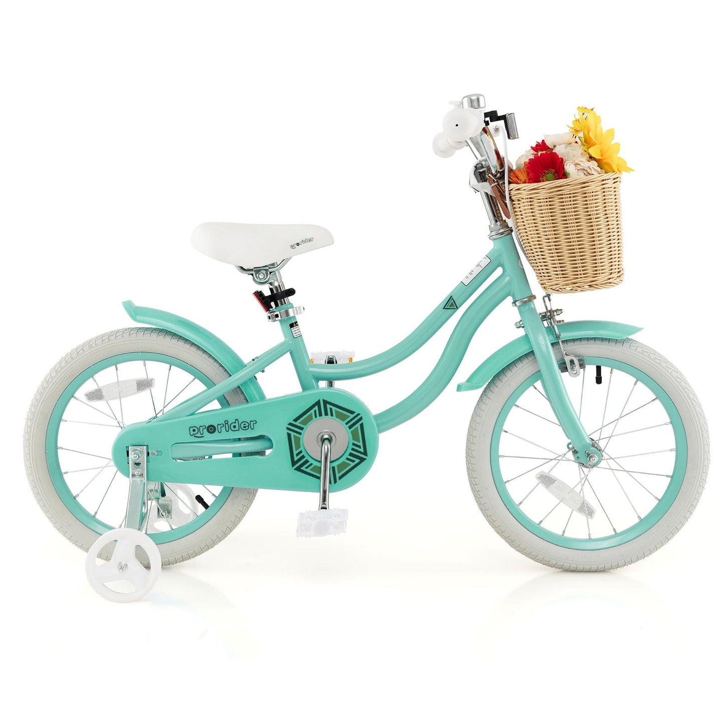 Bicicleta para Niños de 16 Pulgadas con Ruedas de Entrenamiento - Verde