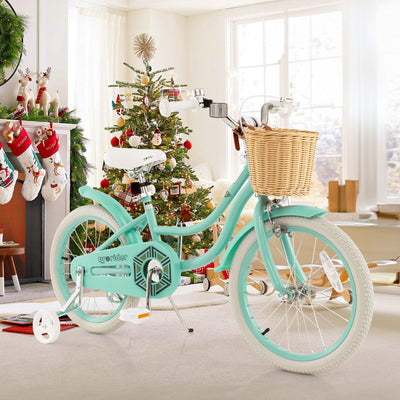 Vélo pour enfants de 18 pouces avec roues d'entraînement - Vert