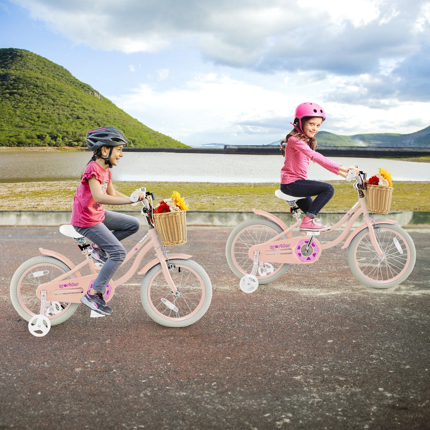16-Inch Kids Bike with Training Wheels - Pink