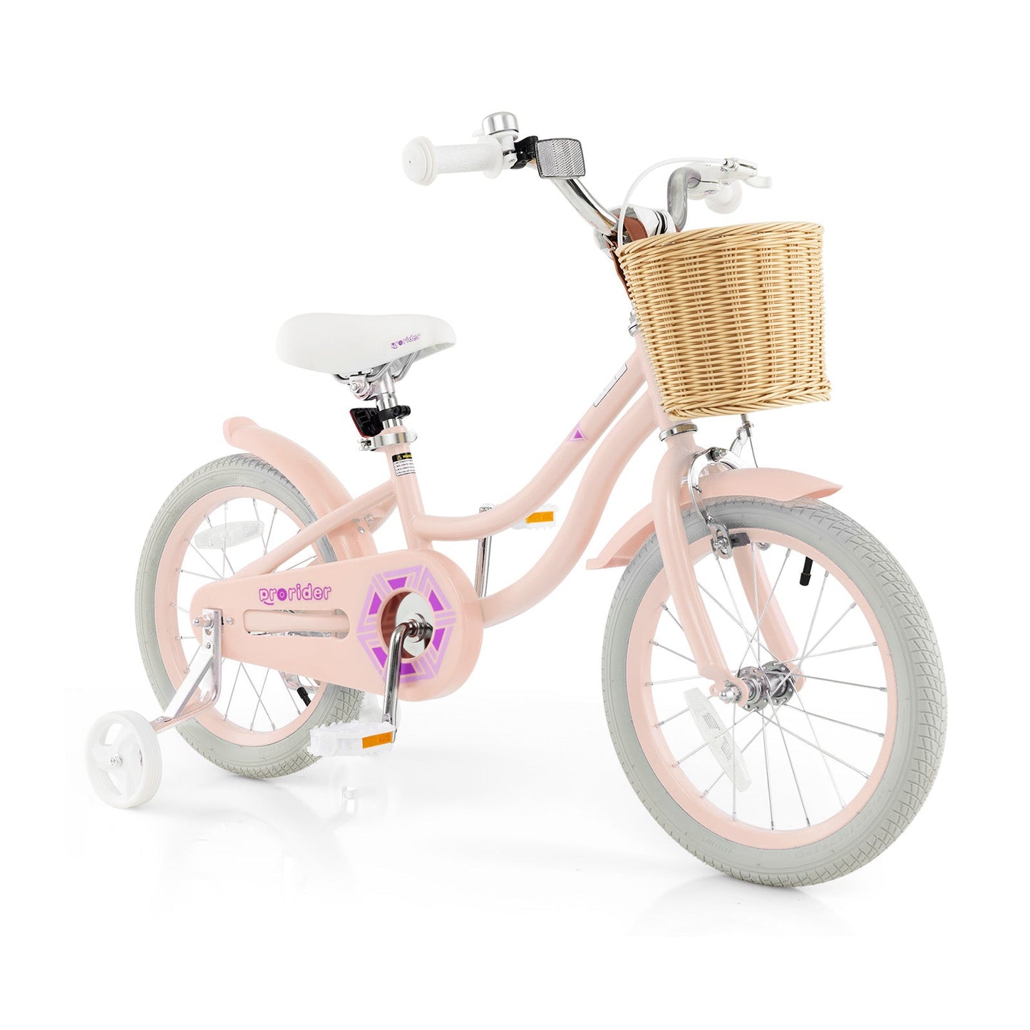 16-Inch Kids Bike with Training Wheels - Pink