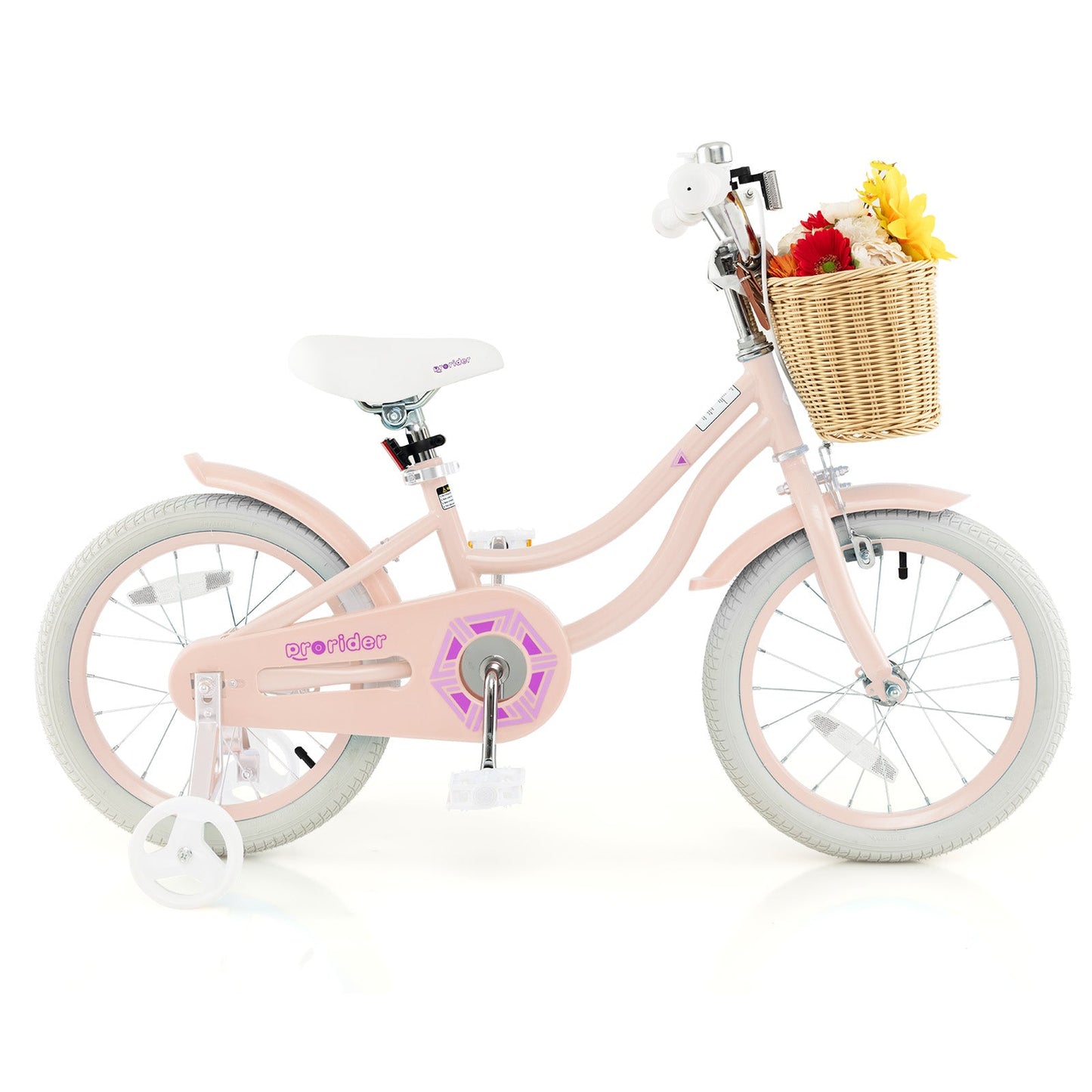16-Inch Kids Bike with Training Wheels - Pink