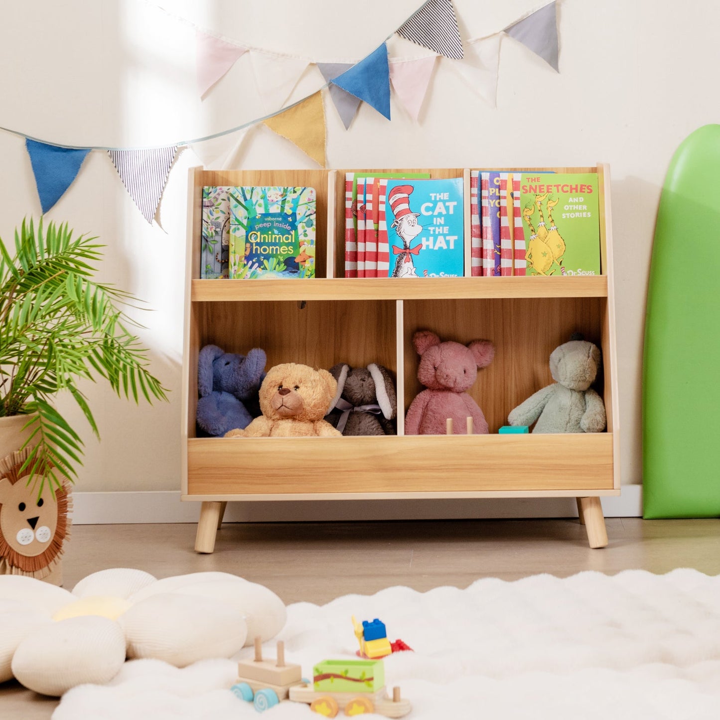 Bibliothèque et Organisateur de Jouets pour Enfants 5-Cubes - Naturel