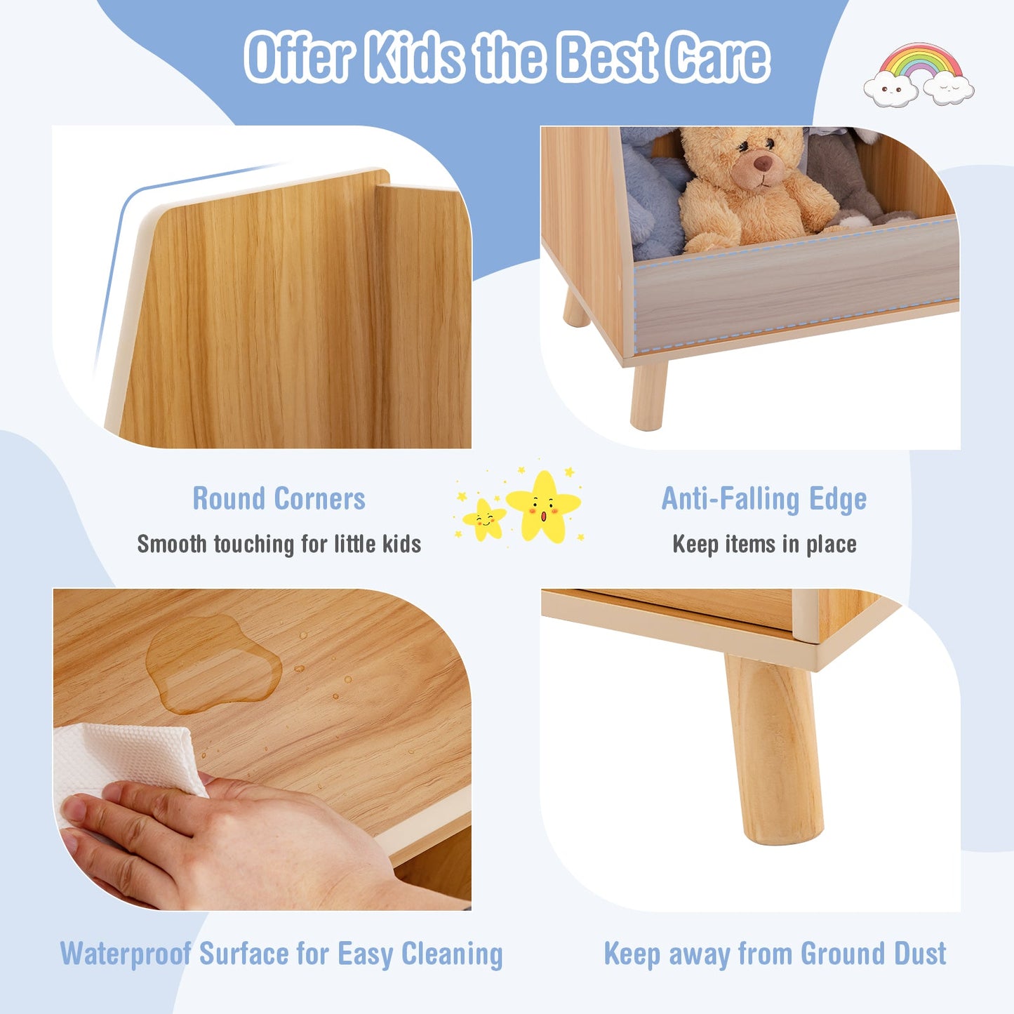 Bibliothèque et Organisateur de Jouets pour Enfants 5-Cubes - Naturel