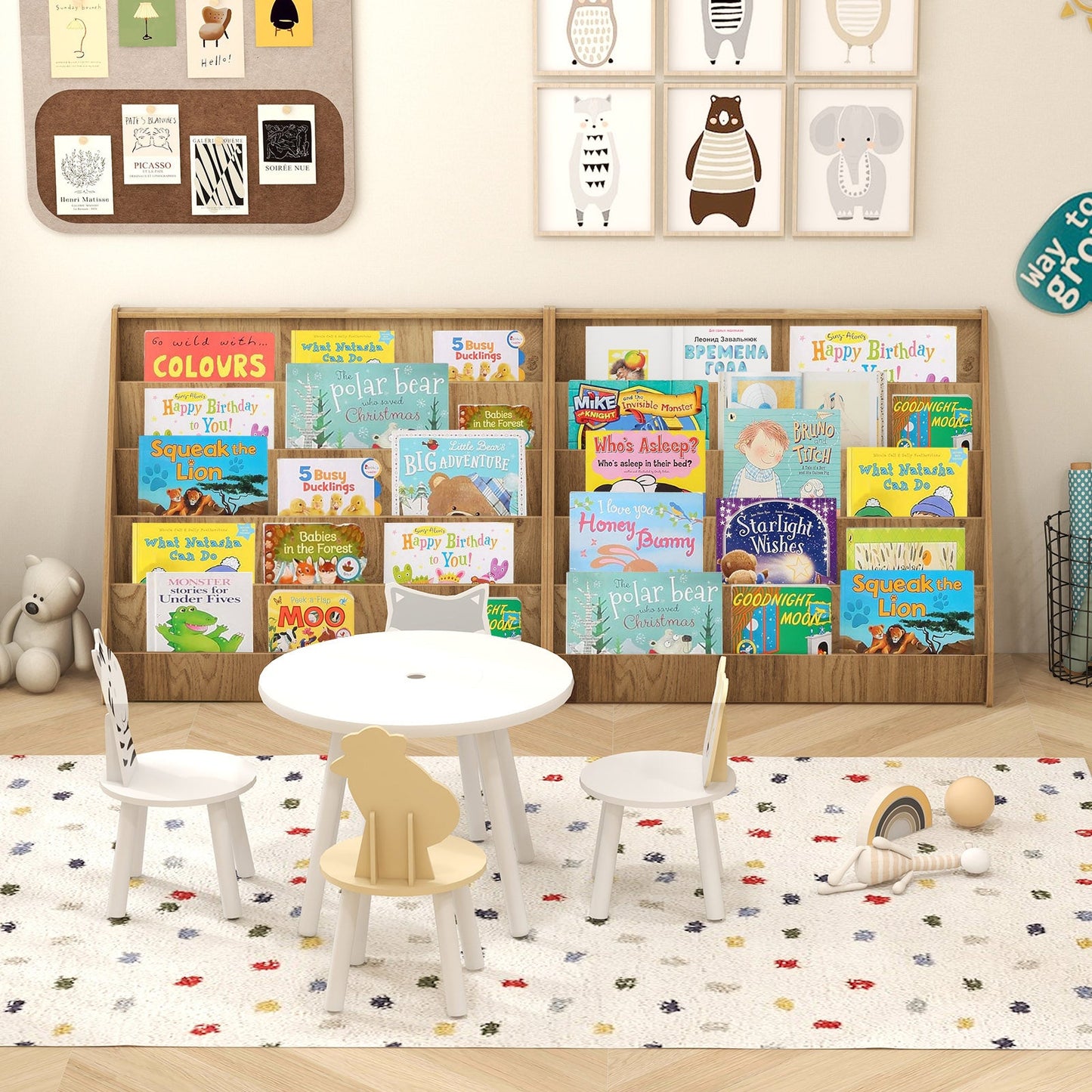 5-Tier Kids Bookshelf with Deep Compartments - Natural