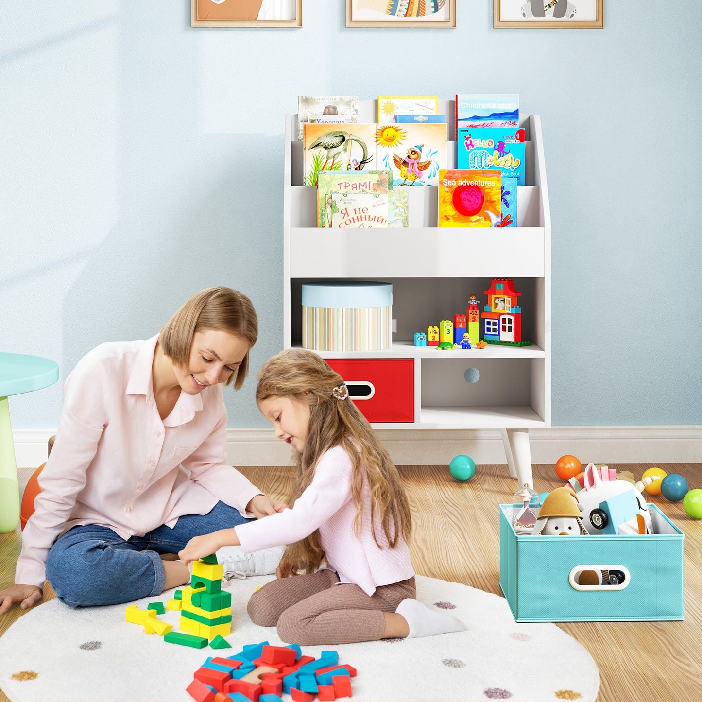 Bibliothèque pour enfants Gbruno avec compartiment ouvert - Blanc