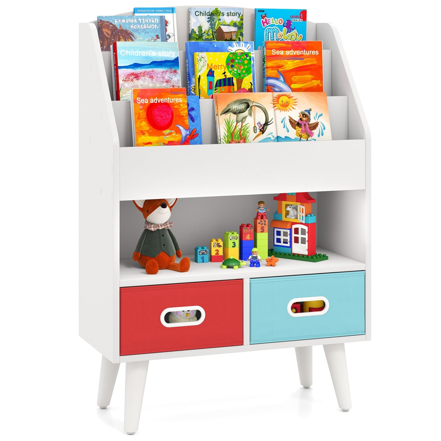 Bibliothèque pour enfants Gbruno avec compartiment ouvert - Blanc