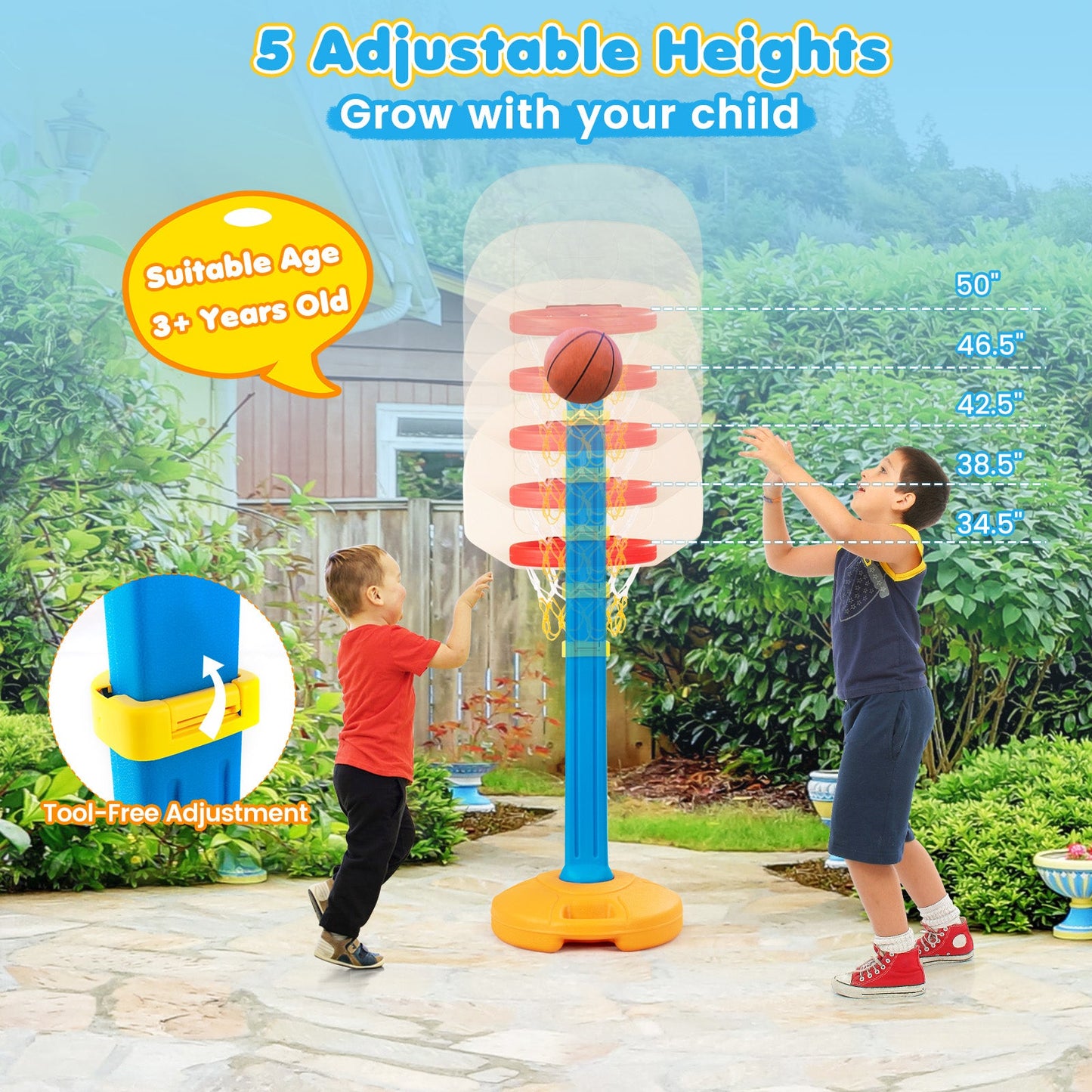 Aro de Baloncesto Ajustable para Niños