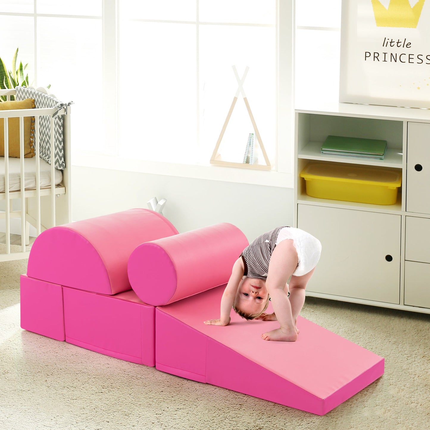 5-Piece Kids Climb and Crawl Activity Playset - Pink