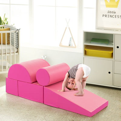 5-Piece Kids Climb and Crawl Activity Playset - Pink