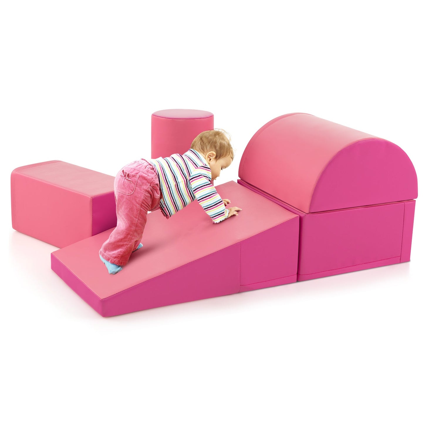 5-Piece Kids Climb and Crawl Activity Playset - Pink