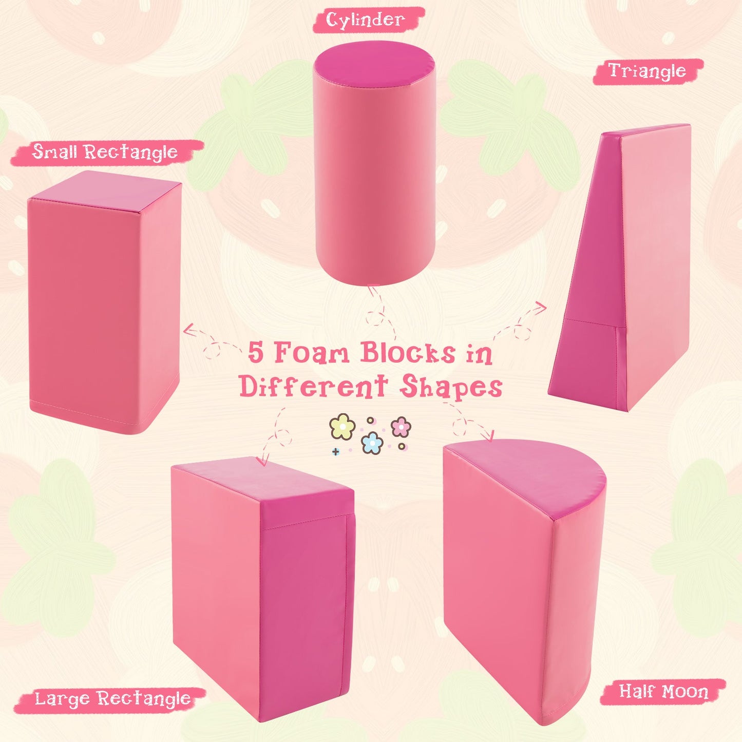 5-Piece Kids Climb and Crawl Activity Playset - Pink
