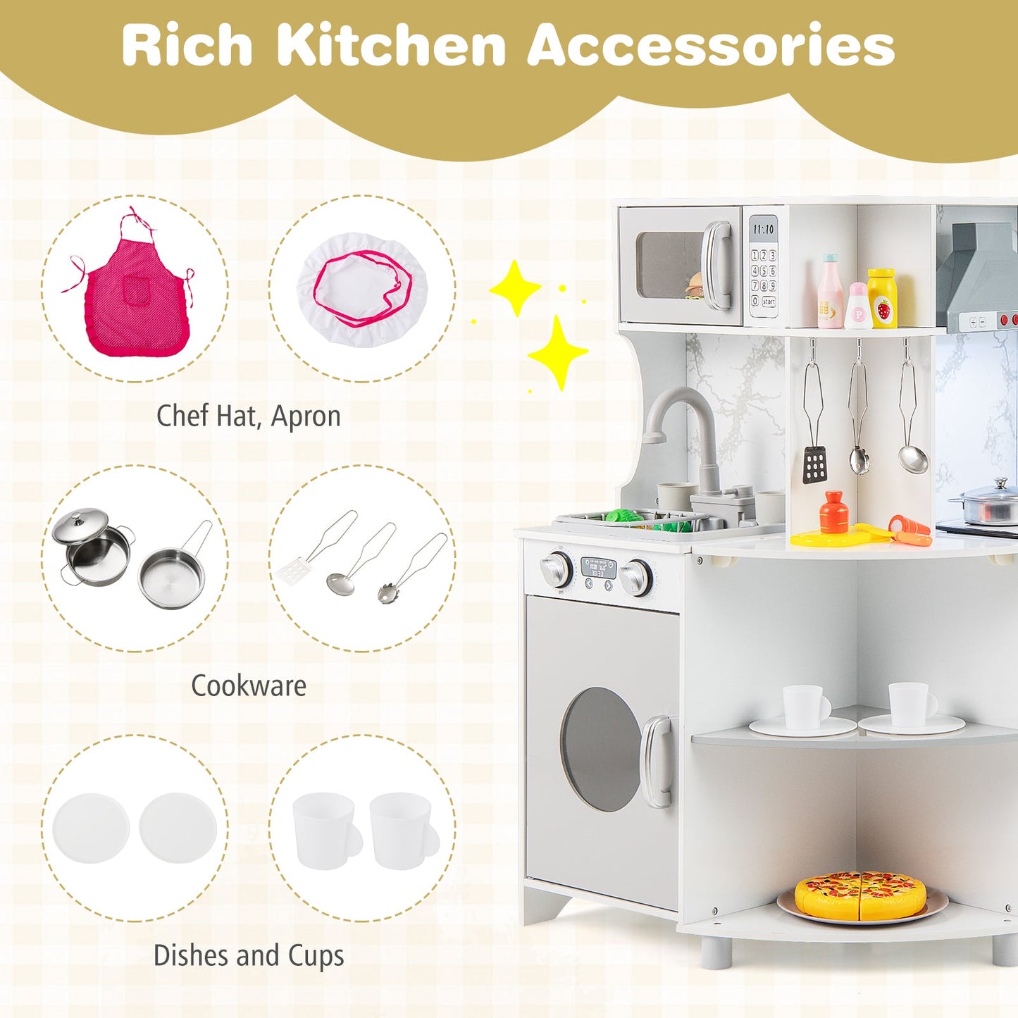 Cocina de Juguete de Madera Kids Corner con Campana Extractora - Gris