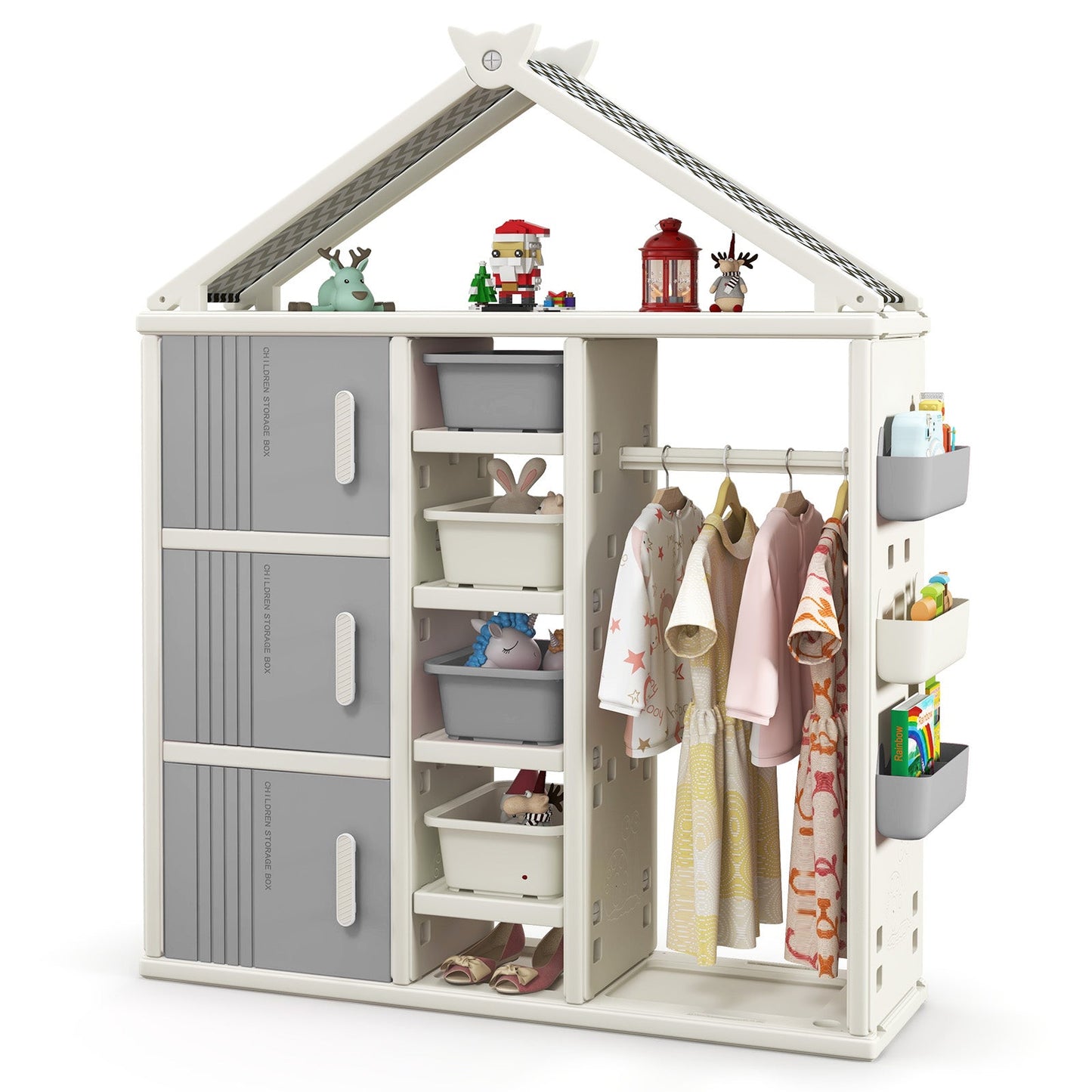 Armario de Almacenamiento de Disfraces para Niños con Cestas y Estantes - Gris